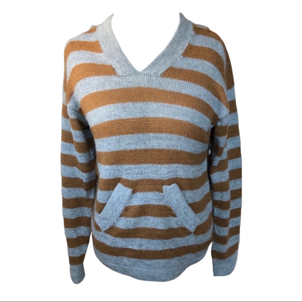 100% Alpaca Striped Hoodie Cozy Luxury Loungewear